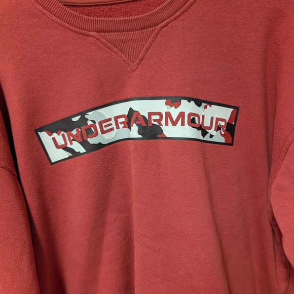 Under Armour Rust Sweater Oversized Large Coldgear Camo Crewneck Sweatshirt - Picture 3 of 5